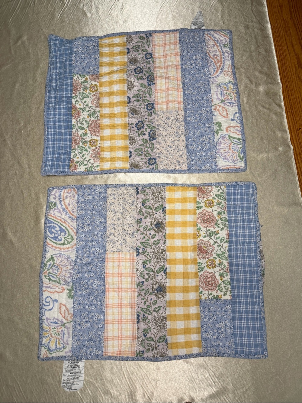 Charter Club Patchwork Spring Gingham Quilted Standard Pillow Shams 21x27 Set 2